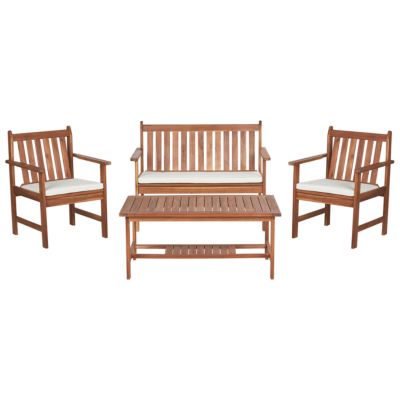 Ensemble de salon de jardin avec table 4 places ALTIDONA Acacia Blanc cassé