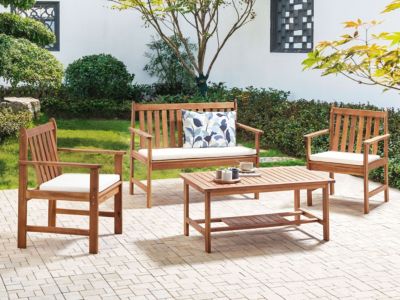 Ensemble de salon de jardin avec table 4 places ALTIDONA Acacia Blanc cassé