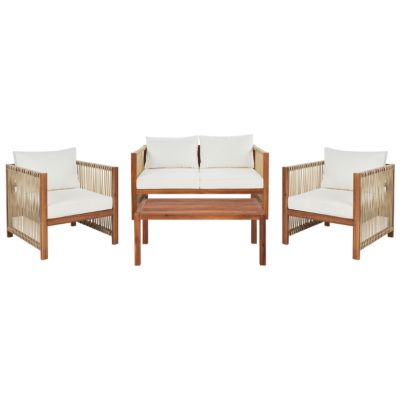 Ensemble de salon de jardin avec table 4 places ANTRIA Acacia Beige