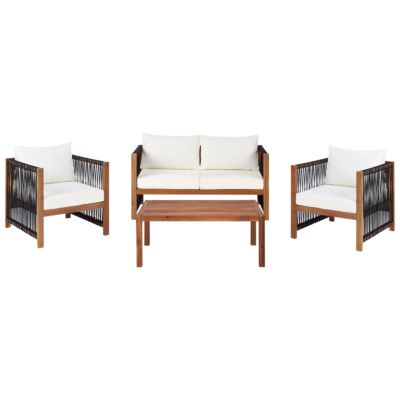 Ensemble de salon de jardin avec table 4 places ANTRIA Acacia Noir