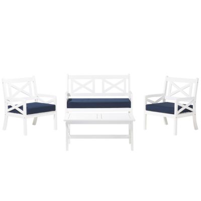 Ensemble de salon de jardin avec table 4 places BALTIC Acacia Bleu foncé