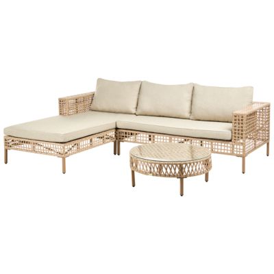 Ensemble de salon de jardin avec table 4 places CALASETTA Polyrotin Beige Côté droit