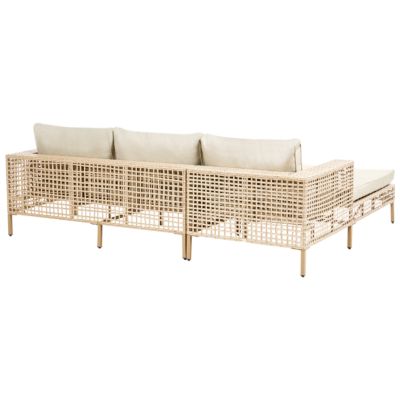 Ensemble de salon de jardin avec table 4 places CALASETTA Polyrotin Beige Côté droit