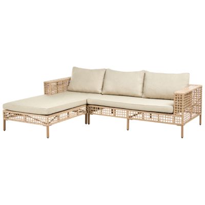 Ensemble de salon de jardin avec table 4 places CALASETTA Polyrotin Beige Côté droit