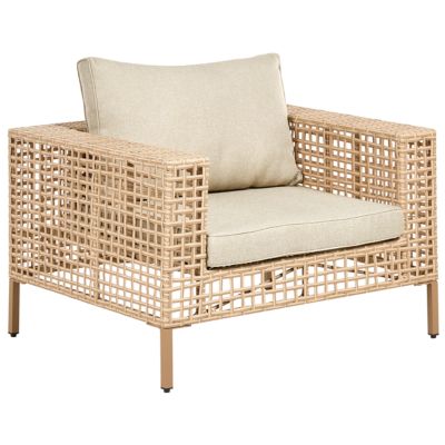 Ensemble de salon de jardin avec table 4 places CALASETTA Polyrotin Beige Côté droit