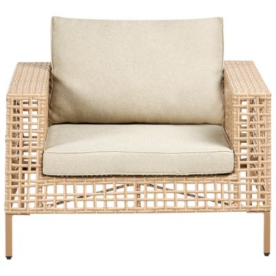 Ensemble de salon de jardin avec table 4 places CALASETTA Polyrotin Beige Côté droit