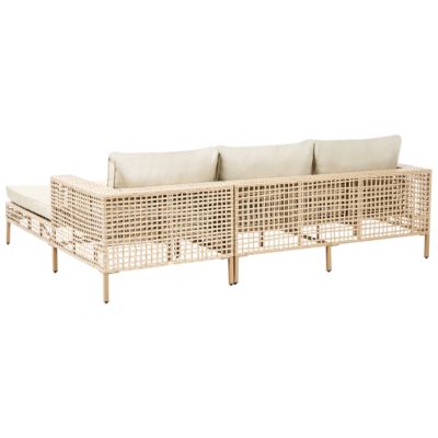 Ensemble de salon de jardin avec table 4 places CALASETTA Polyrotin Beige Côté gauche