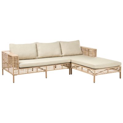 Ensemble de salon de jardin avec table 4 places CALASETTA Polyrotin Beige Côté gauche