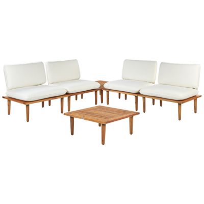 Ensemble de salon de jardin avec table 4 places FRASCATI Bois d'acacia certifié Blanc cassé