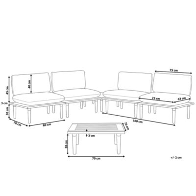 Ensemble de salon de jardin avec table 4 places FRASCATI Bois d'acacia certifié Blanc cassé