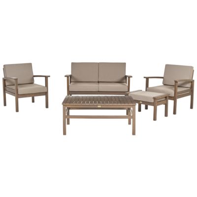 Ensemble de salon de jardin avec table 4 places MANILA Bois d'acacia certifié Marron foncé
