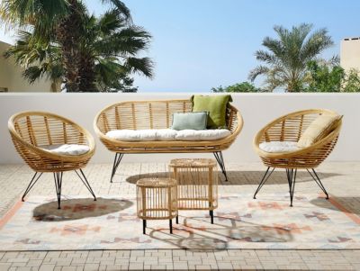 Ensemble de salon de jardin avec table 4 places MARATEA/CESENATICO Rotin Naturel