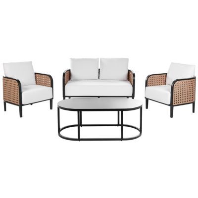 Ensemble de salon de jardin avec table 4 places MONTEFALCO Métal Blanc