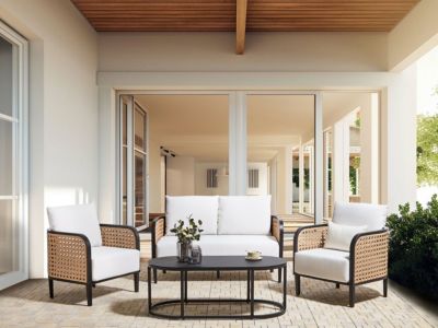 Ensemble de salon de jardin avec table 4 places MONTEFALCO Métal Blanc