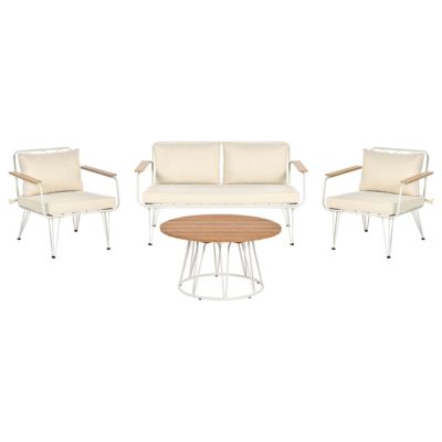 Ensemble de salon de jardin avec table 4 places MONTESILVANO Métal Beige clair
