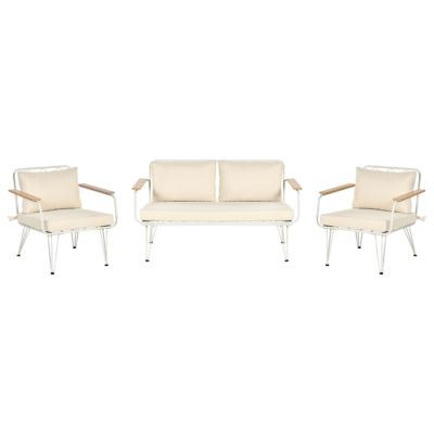 Ensemble de salon de jardin avec table 4 places MONTESILVANO Métal Beige clair
