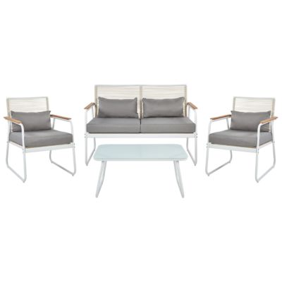 Ensemble de salon de jardin avec table 4 places POMONTE Métal Blanc