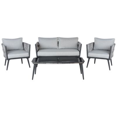Ensemble de salon de jardin avec table 4 places PREVEZA Gris