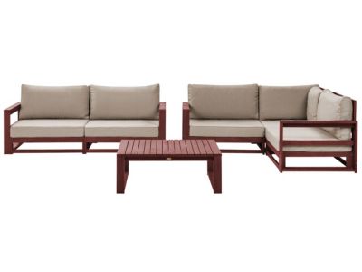 Ensemble de salon de jardin avec table 4 places TIMOR Acacia Rouge foncé