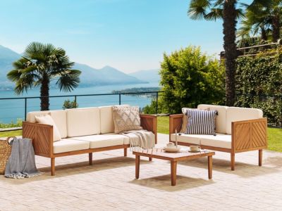 Ensemble de salon de jardin avec table 5 places BARATTI Acacia Marron
