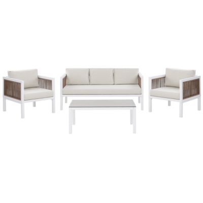 Ensemble de salon de jardin avec table 5 places BORELLO Métal Blanc