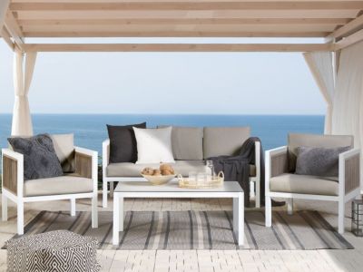 Ensemble de salon de jardin avec table 5 places BORELLO Métal Blanc