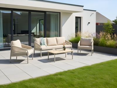 Ensemble de salon de jardin avec table 5 places MURATO Métal Beige