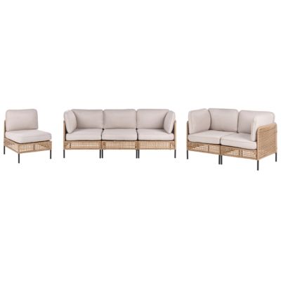 Ensemble de salon de jardin avec table 6 places OMEGANA Polyrotin Beige clair