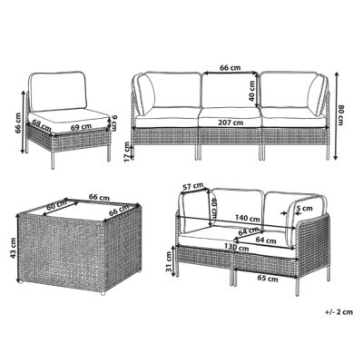 Ensemble de salon de jardin avec table 6 places OMEGANA Polyrotin Beige clair