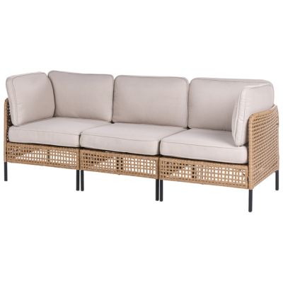 Ensemble de salon de jardin avec table 6 places OMEGANA Polyrotin Beige clair