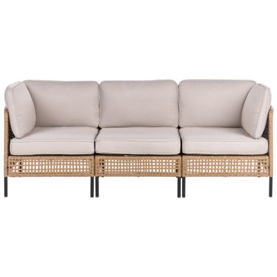 Ensemble de salon de jardin avec table 6 places OMEGANA Polyrotin Beige clair