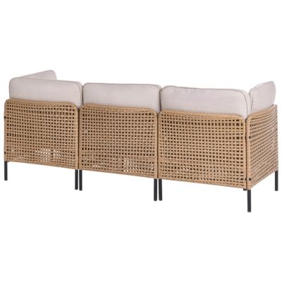 Ensemble de salon de jardin avec table 6 places OMEGANA Polyrotin Beige clair