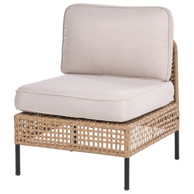 Ensemble de salon de jardin avec table 6 places OMEGANA Polyrotin Beige clair