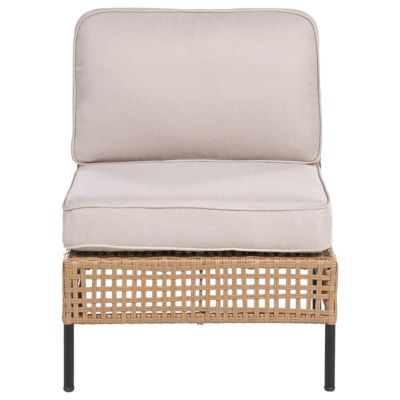Ensemble de salon de jardin avec table 6 places OMEGANA Polyrotin Beige clair