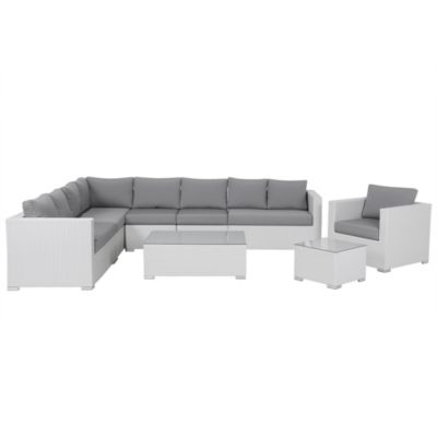 Ensemble de salon de jardin avec table 8 places XXL Côté droit Blanc