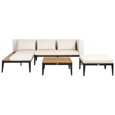 Ensemble de salon de jardin avec table et ottoman 3 places BRACCIANO Côté droit Bois d'acacia certifié Beige clair