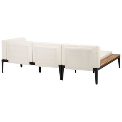 Ensemble de salon de jardin avec table et ottoman 3 places BRACCIANO Côté droit Bois d'acacia certifié Beige clair
