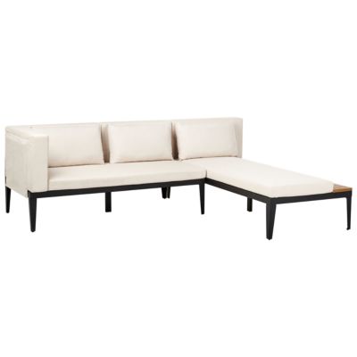 Ensemble de salon de jardin avec table et ottoman 3 places BRACCIANO Côté gauche Bois d'acacia certifié Beige clair