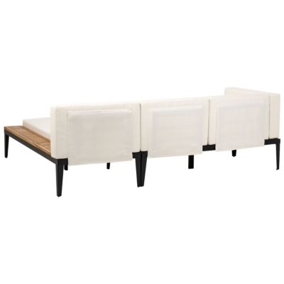 Ensemble de salon de jardin avec table et ottoman 3 places BRACCIANO Côté gauche Bois d'acacia certifié Beige clair