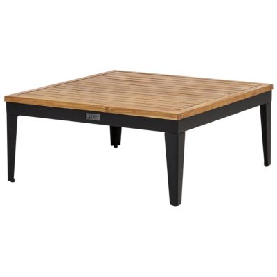 Ensemble de salon de jardin avec table et ottoman 3 places BRACCIANO Côté gauche Bois d'acacia certifié Beige clair