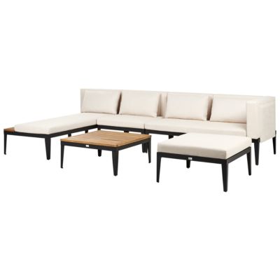 Ensemble de salon de jardin avec table et ottoman 4 places BRACCIANO Côté droit Bois d'acacia certifié Beige clair