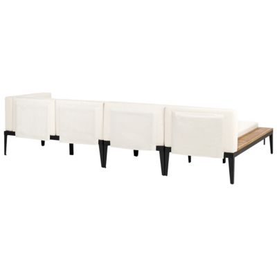 Ensemble de salon de jardin avec table et ottoman 4 places BRACCIANO Côté droit Bois d'acacia certifié Beige clair