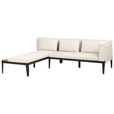 Ensemble de salon de jardin avec table et ottoman 4 places BRACCIANO Côté droit Bois d'acacia certifié Beige clair