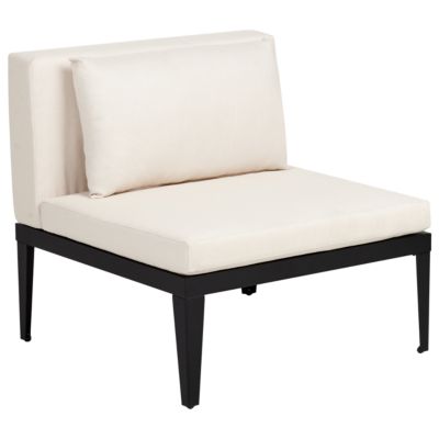 Ensemble de salon de jardin avec table et ottoman 4 places BRACCIANO Côté droit Bois d'acacia certifié Beige clair