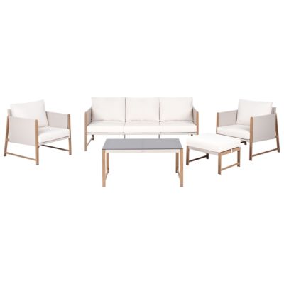 Ensemble de salon de jardin avec table et ottoman 5 places NOLA Métal Beige clair