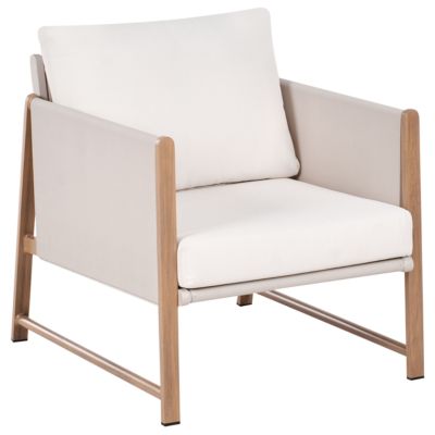 Ensemble de salon de jardin avec table et ottoman 5 places NOLA Métal Beige clair