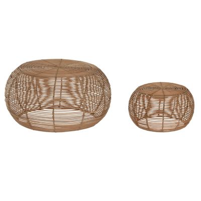Ensemble de table basse 2 pièces en rotin naturel 60x60x30