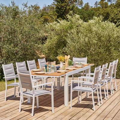 Ensemble de table de jardin 300-200x100 cm et 8 chaises en aluminium blanc - Osaka
