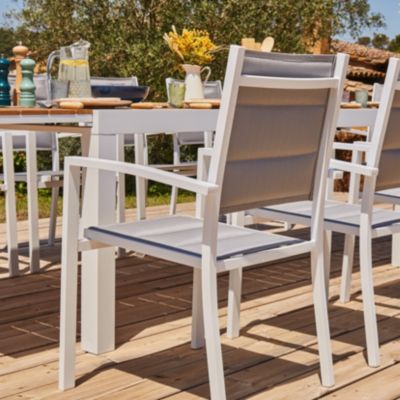 Ensemble de table de jardin 300-200x100 cm et 8 chaises en aluminium blanc - Osaka