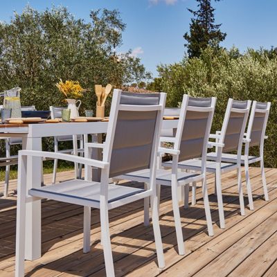 Ensemble de table de jardin 300-200x100 cm et 8 chaises en aluminium blanc - Osaka
